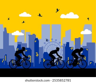 cycling sports on the city background