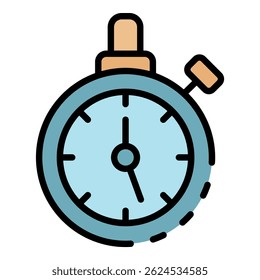 Cycling stopwatch icon. Outline cycling stopwatch vector icon color flat isolated