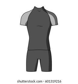A cycling suit for riding a bicycle. Clothes cycling.Cyclist outfit single icon in monochrome style vector symbol stock illustration.