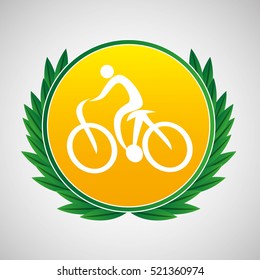 cycling symbol label laurel wreaths vector illustration eps 10