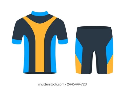 Cycling T shirt and shorts. Cycling sports uniform. Vector illustration