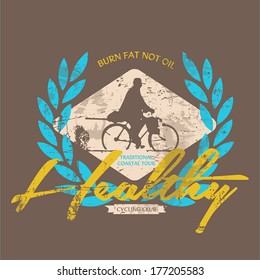 Cycling themed t shirt printing design.