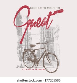 Cycling themed t shirt printing design.