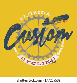 Cycling themed t shirt printing design.