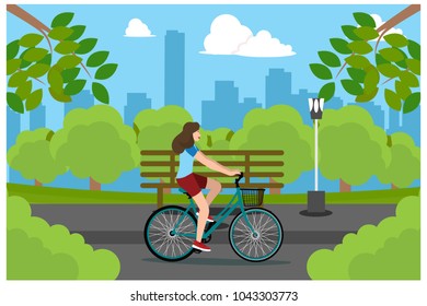 cycling together in the park, vector illustration