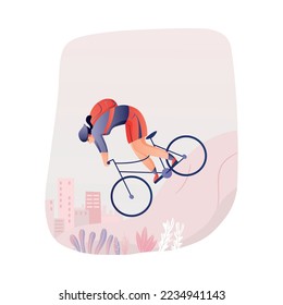 Cycling tour round composition with view of athlete riding bike on outdoor scenery background vector illustration