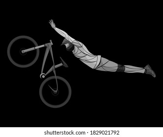 cycling tour, track, bicycle, geometric, cyclist stylized vector finish