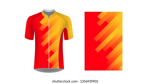 Cycling tour uniform templates. Gaming casual clothing concept. Uniform for racing, running, triathlon, mrathin. Soccer sportswear. Design for sublimation print. Isolated vector mockup.