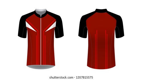 Cycling tour uniform templates. Gaming casual clothing concept. Uniform for racing, running, triathlon, mrathin. Soccer sportswear. Design for sublimation print. Isolated vector mockup.