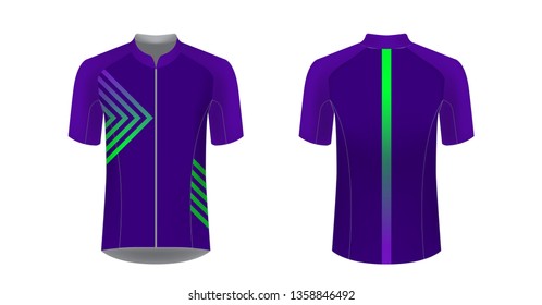 Cycling tour uniform templates. Gaming casual clothing concept. Uniform for racing, running, triathlon. Soccer sportswear. Design for sublimation print. Isolated vector mockup.