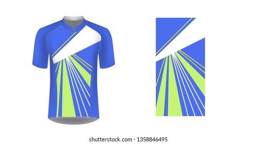 Cycling tour uniform templates. Gaming casual clothing concept. Uniform for racing, running, triathlon. Soccer sportswear. Design for sublimation print. Isolated vector mockup.