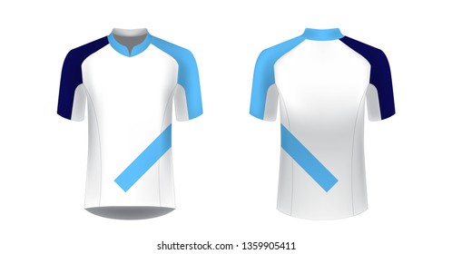 Cycling tour uniform templates. Gaming casual clothing concept. Uniform for racing, running, triathlon. Soccer sportswear. Design for sublimation print. Isolated vector mockup.