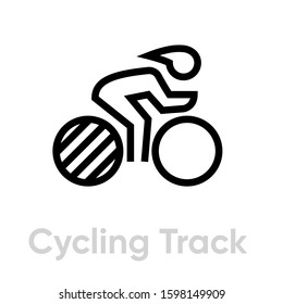 Cycling Track sport icons. Editable stroke