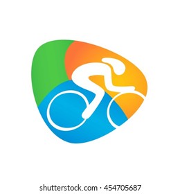 Cycling Track Web button isolated on white background. Athlete Sport Game Logo Competition Icon. Rio 2016 Olympic games in Brazil. summer Sport games symbols. vector illustration