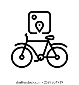 cycling tracker fitness technology line icon vector. cycling tracker fitness technology sign. isolated contour symbol black illustration