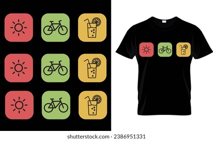 Diseño de camisetas en bicicleta. Diseño de camisetas coloridas y de moda para hombres y mujeres.