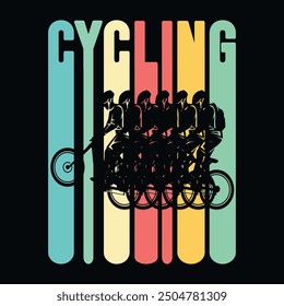 Camiseta de la tipografía del ciclismo, estilo retro, diseño de la camiseta de la bicicleta, camiseta de la bici de montaña, Ilustración vectorial, Plantilla gráfica, Impresión a la carta