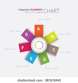 cycling vector chart, diagram with 7 options for business presentaton / infographic flower circle alphabet