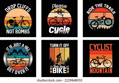 Cycling vector t shirt design bundle