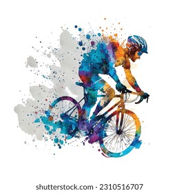 Cycling vector watercolor paint ilustration