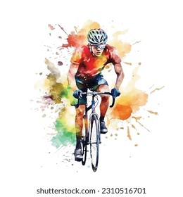 Cycling vector watercolor painting ilustration