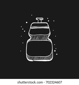 Cycling water bottle icon in doodle sketch lines. Sport ride bicycle race tour drink refresh hydrate