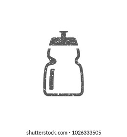 Cycling water bottle icon in grunge texture. Vintage style vector illustration.