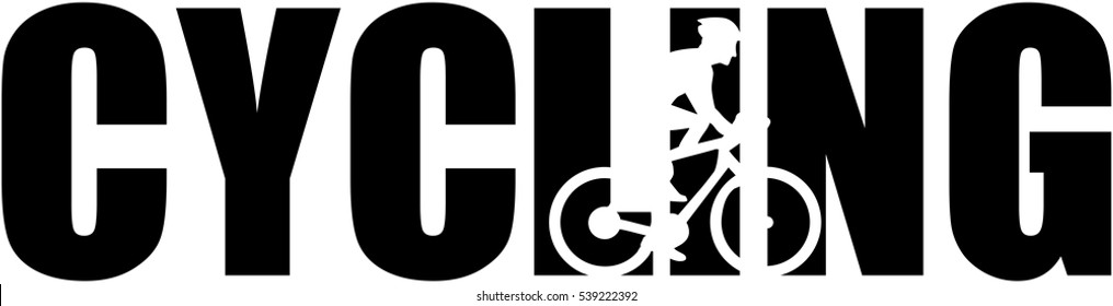 Cycling word with silhouette cutout