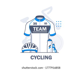 Cycling,Biking,linear,Cycling equipment,flat design icon vector illustration