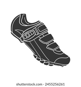 Cyclism Boot Icon Silhouette Illustration. Sport Shoes Vector Graphic Pictogram Symbol Clip Art. Doodle Sketch Black Sign.