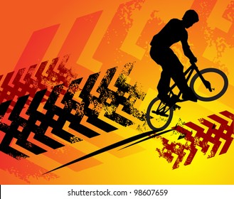 Cyclist abstract background, vector illustration