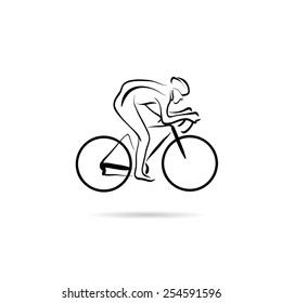 Cyclist abstract lines vector design concept