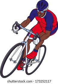 Cyclist in action. Bicycle race. Editable vector illustration. 