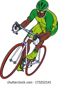 Radfahrer in Aktion. Fahrradrennen. Bearbeitbare Vektorgrafik.
