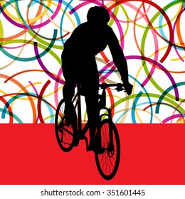 Cyclist in action vector abstract background illustration colorful winner concept
