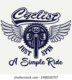 Cyclist angel with wings a simple ride illustration T-Shirt Print graphic vector artwork