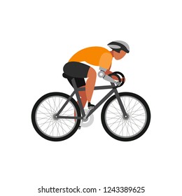 Cyclist with arm bioprosthesis on a white background. Sport Concept. Vector illustration. 