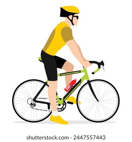 Cyclist in the bicycle race. Cyclist in a flat style. Vector graphics