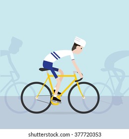 Cyclist in bicycle racing. Vector illustration flat style.