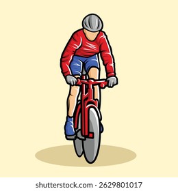 Cyclist Bicycle Rider  Vibrant Colorful Vector