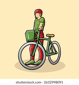 Ciclista Bicicleta Rider Vetor colorido vibrante