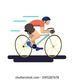 The cyclist. Bicycle sportsman in flat with gradient design. It can be used for flyer, banner to sporting events, packing for sports goods. Vector illustration. 