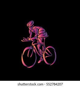 Cyclist in a bike race. Color vector clipart