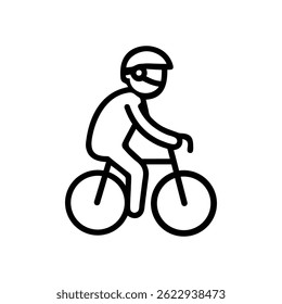Símbolo do vetor do ícone do menino do ciclista no plano de fundo branco