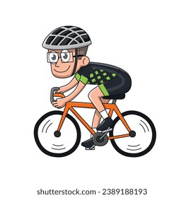 Cyclist. Cartoon style vector illustration