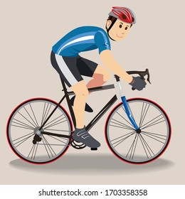 cyclist character in action vector illustration.
