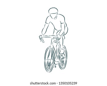 Cyclist contour, vector illustration