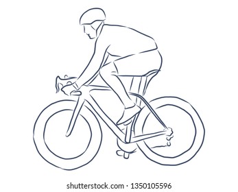 Cyclist contour, vector illustration