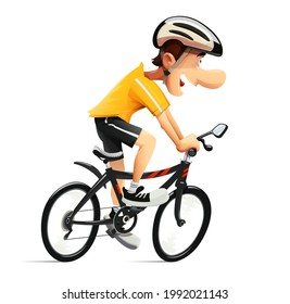 Cyclist at cycle. Sportsman. Isolated on white background. Eps10 vector illustration.