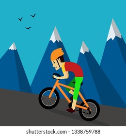 Cyclist Cycling in the mountains